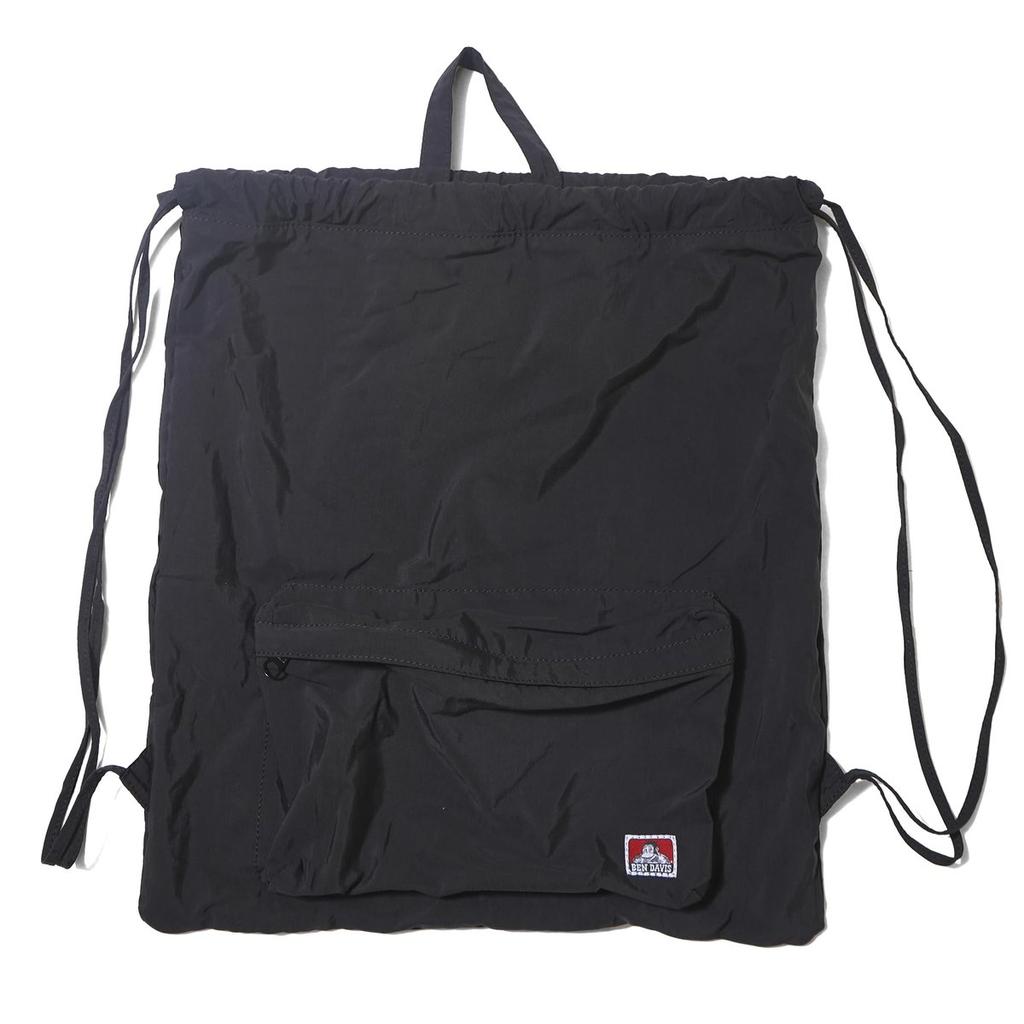 BEN DAVIS Pocket Nap Sack Drawstring Backpack BDW-8509 Black 15L Lightweight Gym Travel Bag Unisex