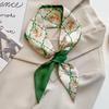 French Fashion Green White Long Strip Small Silk Scarf Women's Headband Decorative Scarf Double-sided Long Streamer Bag Belt
