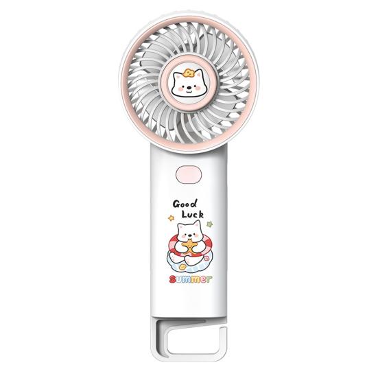 

Cartoon Animal Handheld Fan with Hook 3 Speed Adjustable USB Rechargeable Summer Cooling Fan Portable Travel Mini Personal Fan розовый