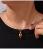 Maillard Geometric Tiger Eye Oval Pendant & Earrings Set In 18K Gold-Plated Titanium Steel