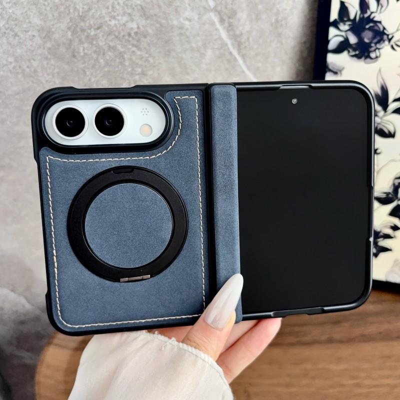 For iPhone Duo Fold Case Luxury PU Leather Magnetic Rotate Stand Protective Back Cover For iPhone 18 Fold Phone Shell Funda