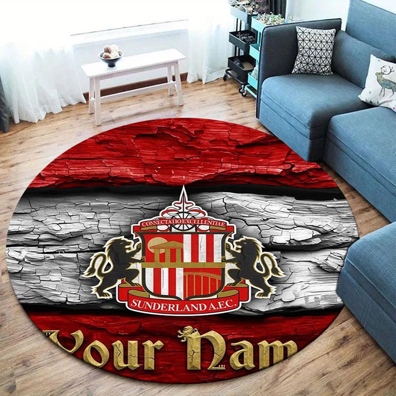 Sunderland A.F Custom Name Round Area Rug,Carpet Rug for Living Room Bedroom Sofa Playroom Decor,Non-slip Floor Mat