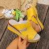 Ein-Wort-Keilabsatz-Fischmaul-Sandalen Damensandalen Schnürsenkel Strand Große Größe Sommer Beliebt Schnalle Neues Modell