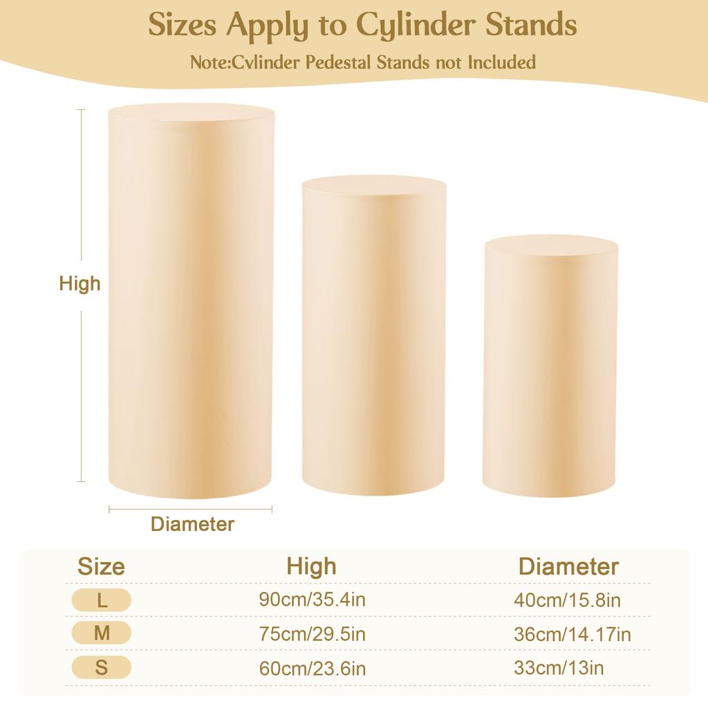 3 st Spandex Cylinder Ståöverdrag för Cylinder Piedestalöverdrag Sockelstativ Pelaröverdrag för Födelsedagsfest Bröllopsrekvisita Dekor