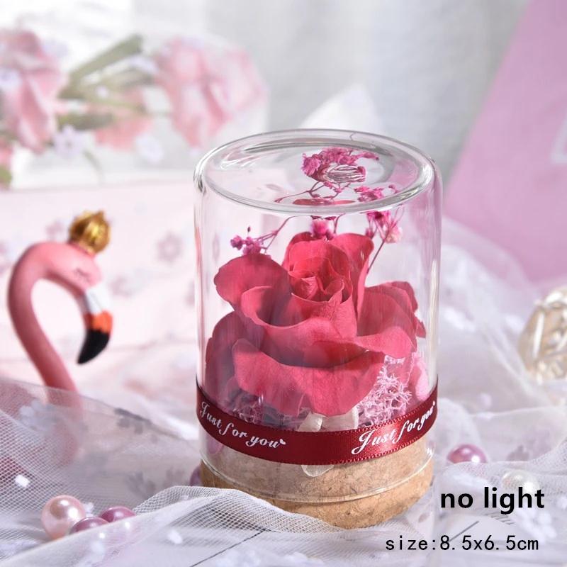 Valentines Day Gift for Girlfriend Eternal Rose LED Light Flower In Glass Cover Mothers Day Birthday Party Wedding Decoration