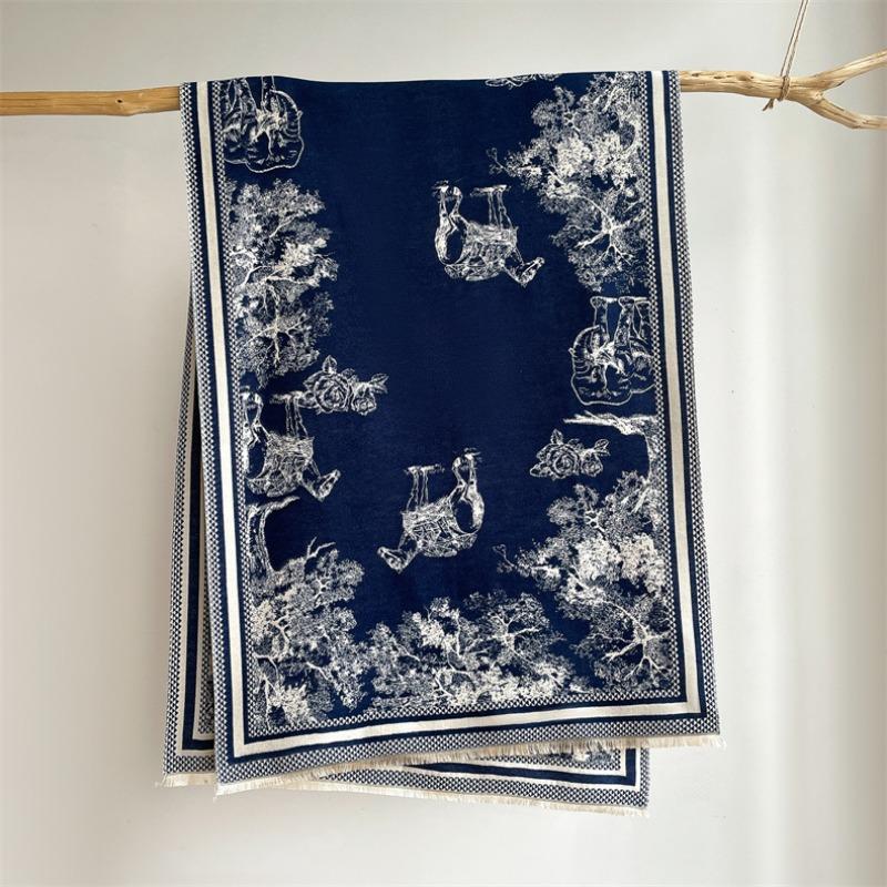 Camellia cashmere scarf women's winter senior sense versatile thickened warm scarf air conditioner shawl