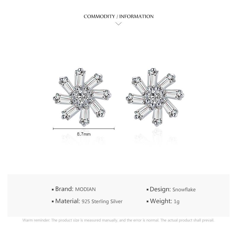 Modian 925 Sterling Silver Snowflake Rotating Flower Stud Earrings for Women Hypoallergenic Elegant Wedding Statement Jewelry