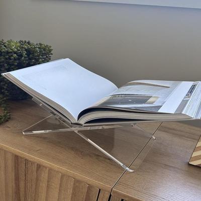 Acrylic Book Stand X-Shaped Book Support Detachable Desktop Book Stand for Recipe Music Sheets Textbooks Cookbook Magazines
