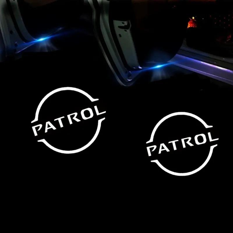 2 Pièces Lumière d'Accueil de Porte de Voiture à Logo LED Pour Patrol Y62 2010-2021 Accessoires Auto Projecteur Laser Emblème Ombre Lumière de Voiture