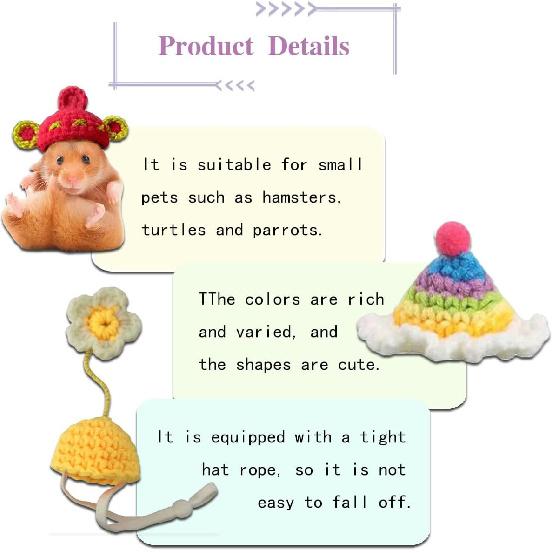 Hamster Hat with Adjustable Strap, Cute Small Animals Hat, Mini Hand Knitted Hats for Small Pets Parrot Bearded Dragon Guinea Pig Bunny (Christmas)