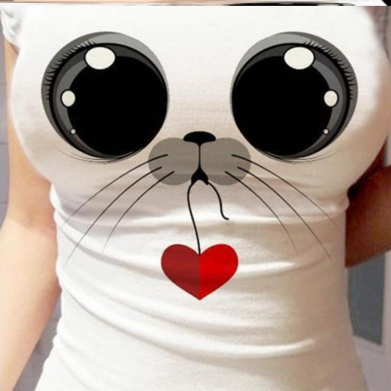 3D Big Eyes Tight Top for Women - Sweet Broadcast & Internet Celebrity Style