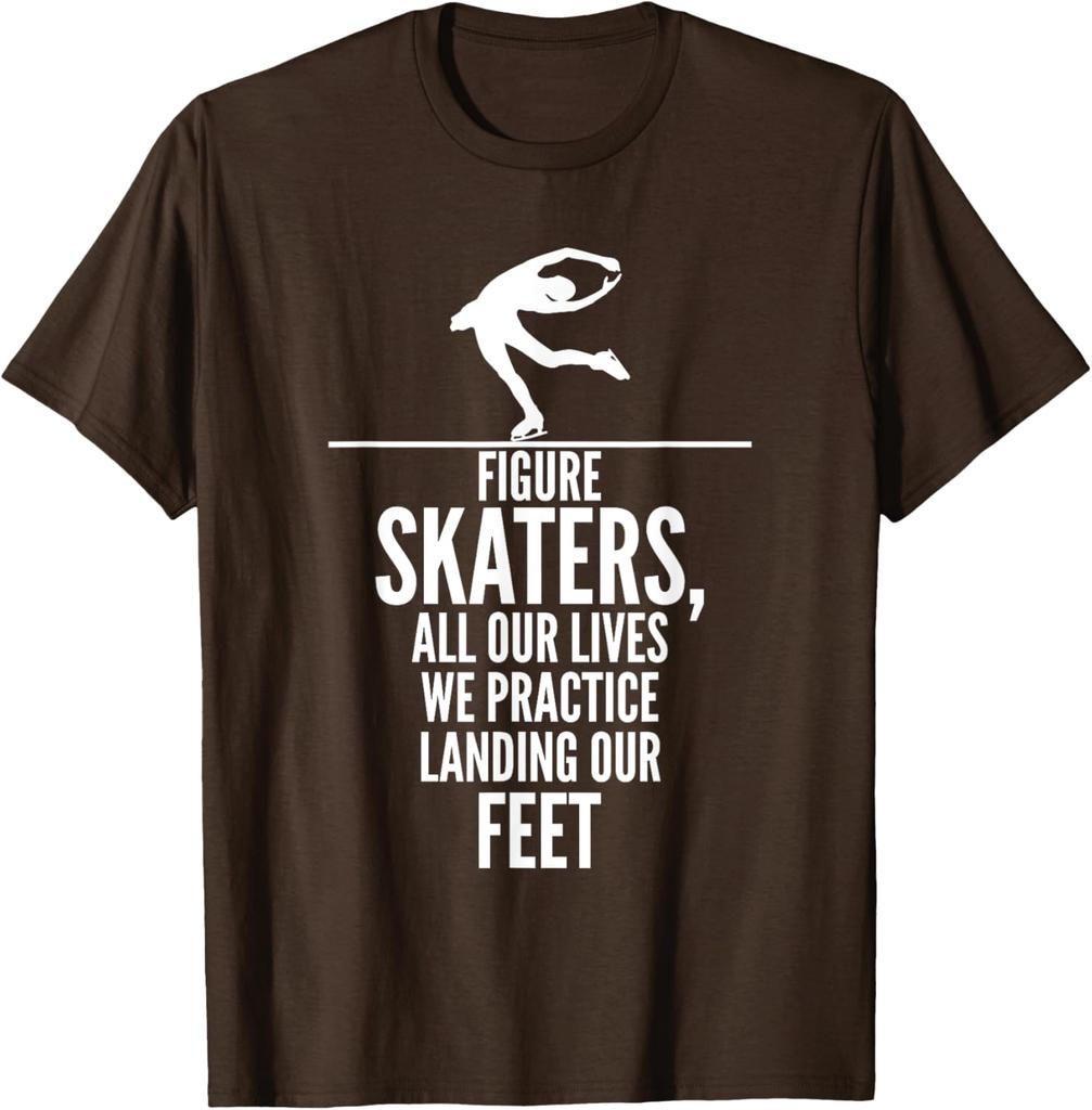 Figure Skaters Practice Landing Funny Graphic TShirt Casual Cotton Tee for Skaters