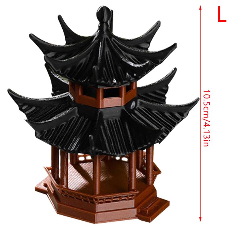 Mini Pagodestatue Modell av gammel bygning Paviljongdekorasjoner Simuleringsstatue Zenhage Akvarium Bonsai Dukkehusdekor
