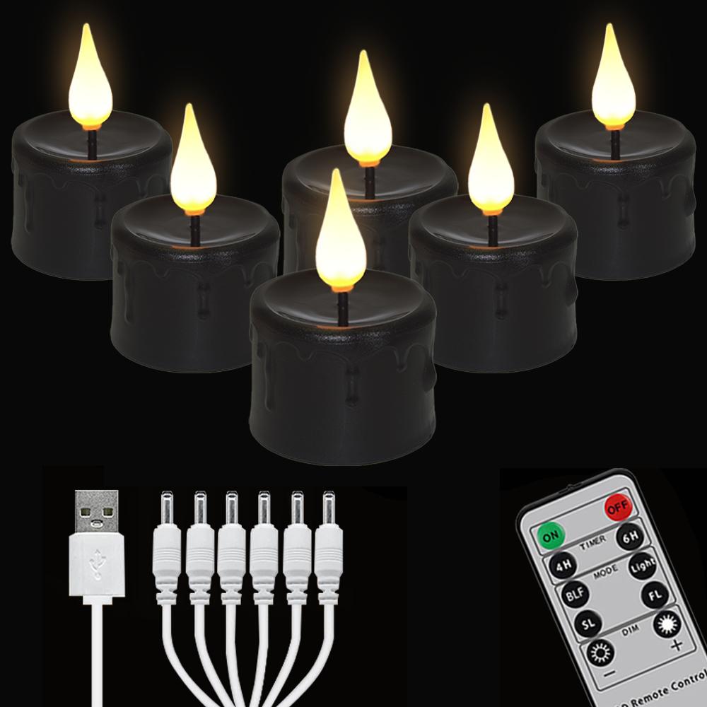 Wiederaufladbare LED-Kerze, flammenlose Kerzen mit Fernbedienung, LED-Licht, Halloween-Lampe, Weihnachten, Wohndekor, Nachtlicht