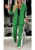 2026 Spring & Autumn Women's Long Sleeve Lapel Casual Suit Set (Two-Piece)