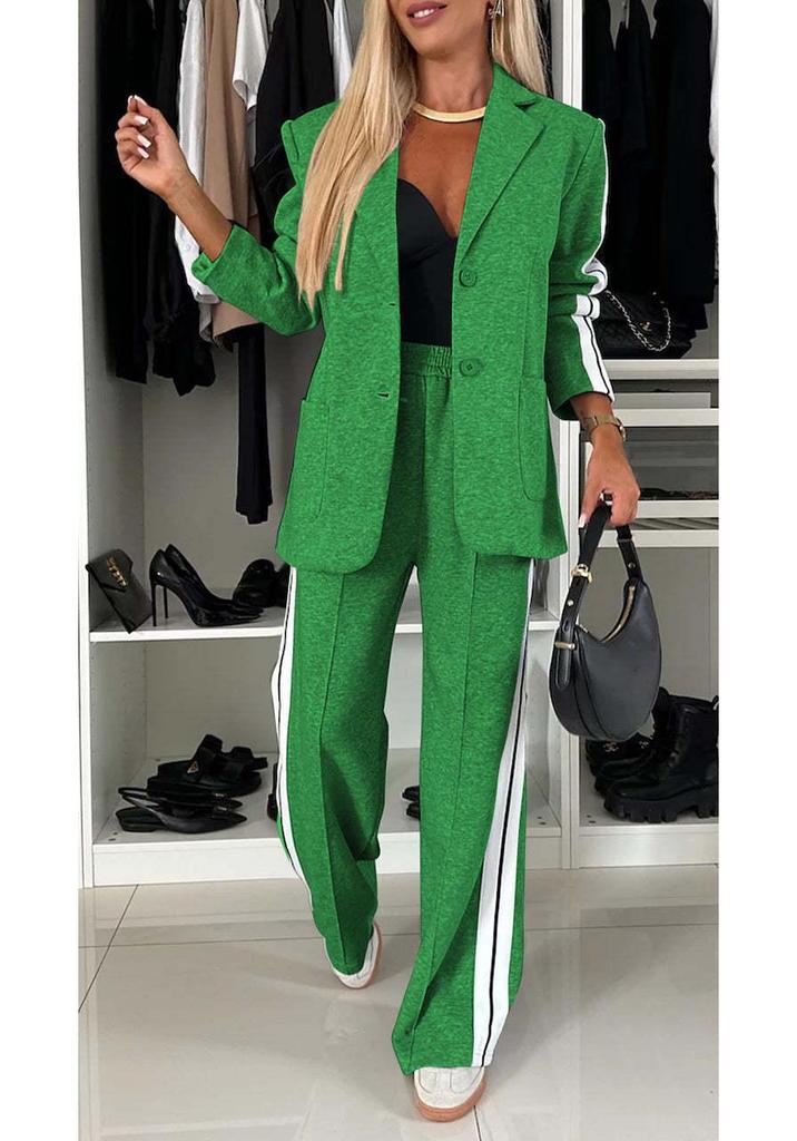 2026 Spring & Autumn Women's Long Sleeve Lapel Casual Suit Set (Two-Piece)