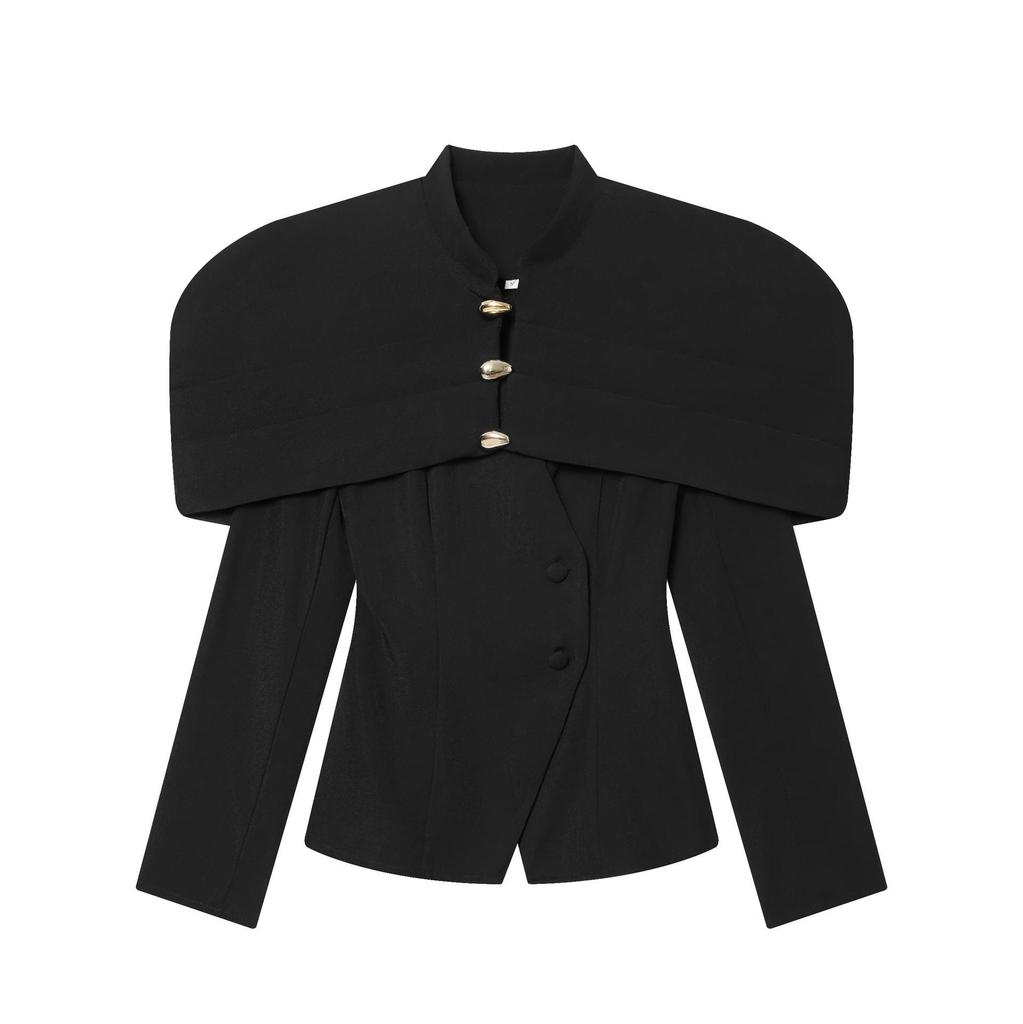 European & American Light Luxury Slim Fit Suit Jacket with Metal Buckle
