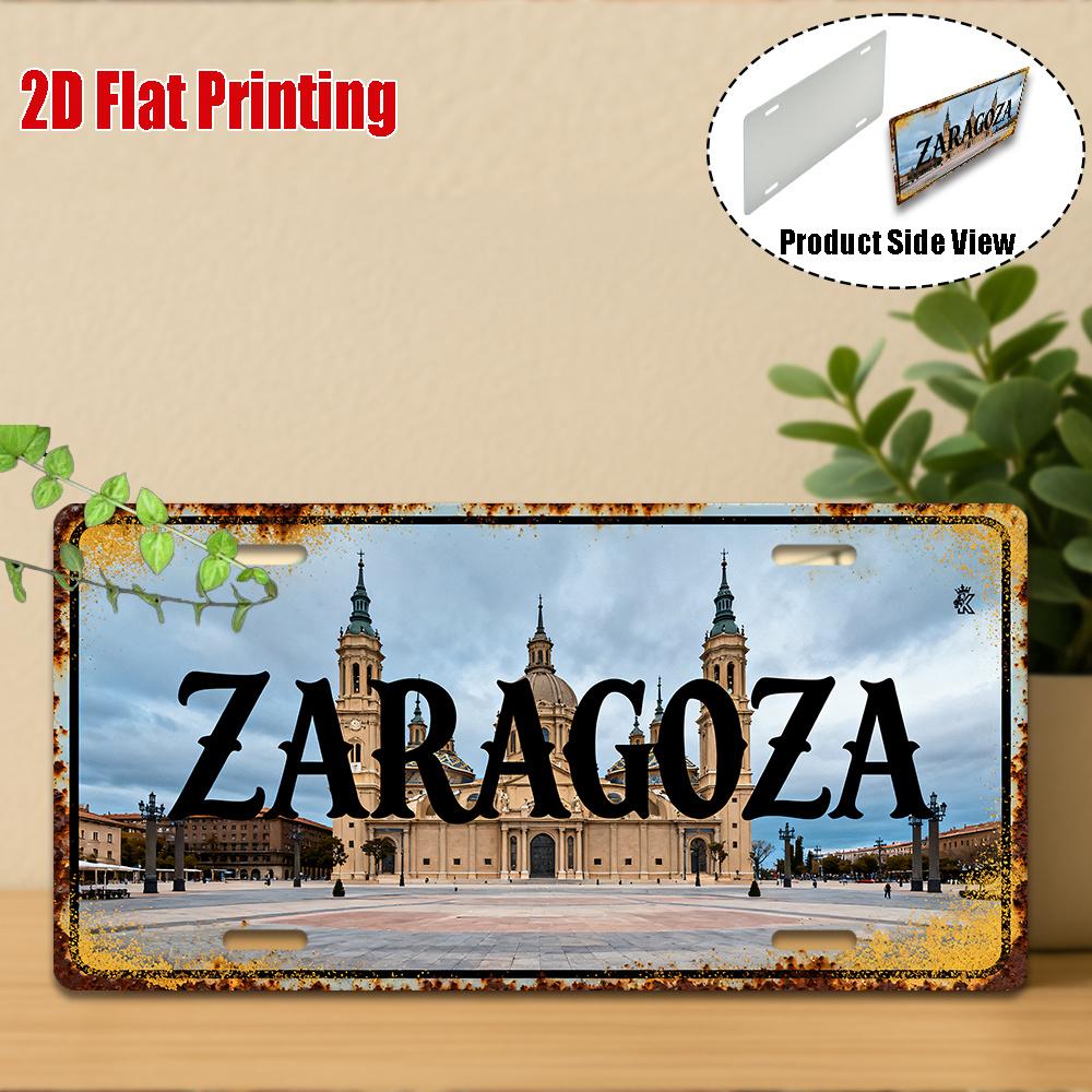 D Flatpc Vintage Aluminum Sign Only for decoration Outdoor Wall Art ZARAGOZA Aluminum Sign Retro Decor 15x30cm(5.9x7.8inch)