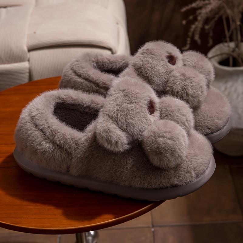 Plush Slip-On Slippers with Plush Lining & Arch Soft Plush Indoor House Shoes