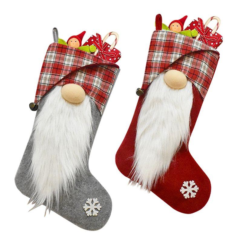 A20F-Christmas Stockings Set Of 2, Knitted Christmas Stocking For Adults,Xmas Stockings Hanging Gift Bag Socks Ornaments