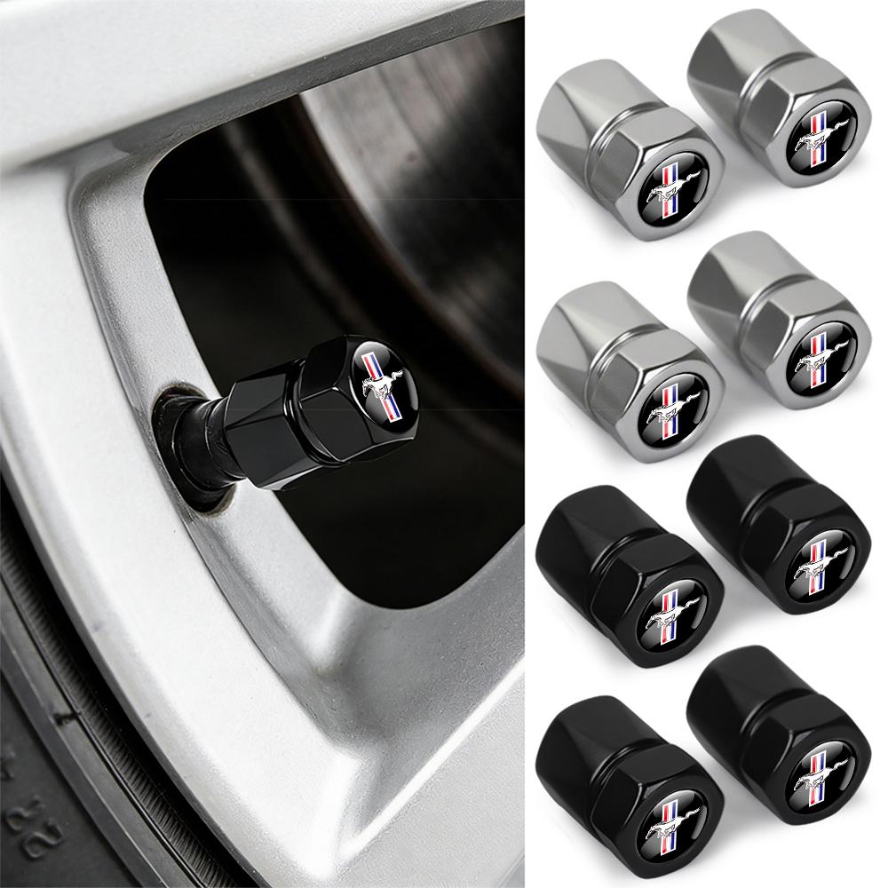 4PCS Car Aluminum Metal Wheel Tire Valve Dust Caps Cover Car Styling For Ford Kuga Transit Ecosport Focus Ranger Mustang Fusion