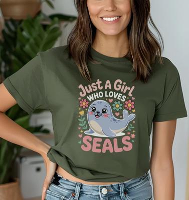 Just a Girl Who Loves Seals T-Shirt, Cute Ocean Animal Lover Gift Tee for Her