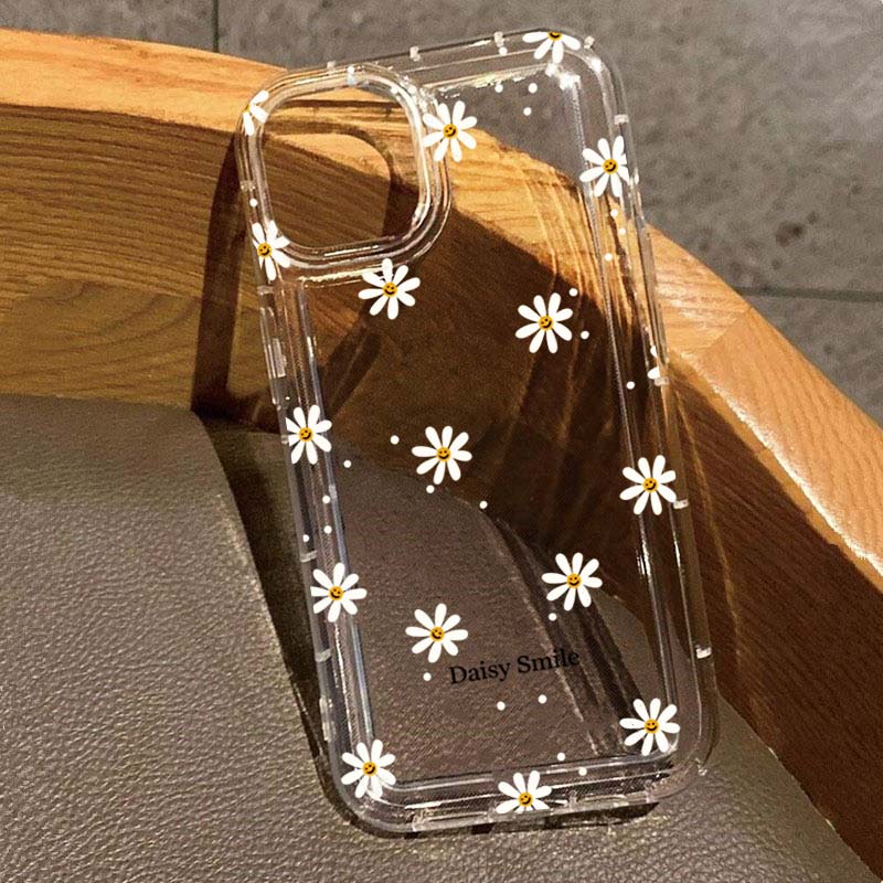Floral Flower Print Clear Phone Case For Samsung Galaxy S25 Ultra S24 S23 S22 Plus S21 FE A55 A35 A15 A34 A54 A33 A53 A52 Cover