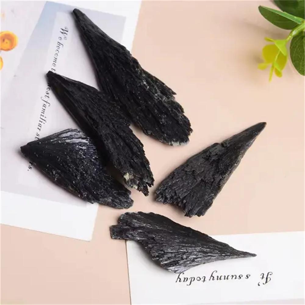 2pcs Natural Black Tourmaline Feather Rough Energy Mineral Reiki Healing Stone Teaching Specimen Accessories