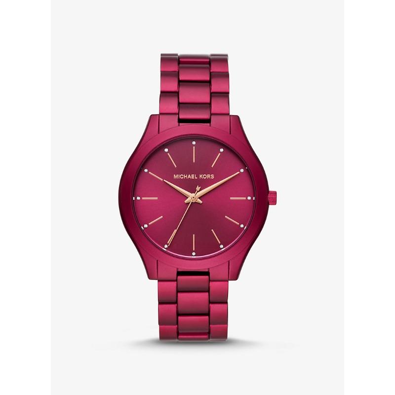 Тонкие часы Michael Kors Runway алюминиевые ягодного оттенка MK4505 ягодный