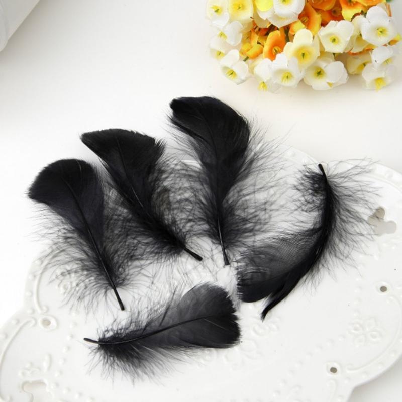 Pack Of 100 Natural Black Feather Natural Gooses Feather For Craft Wedding Decoration Hat Earrings Jewelery Making