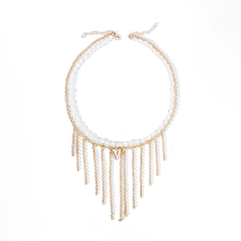 Chic Baroque Inspired Heart Pendant Necklace With Drop Tassel For Womens Fashion Accessory золотой