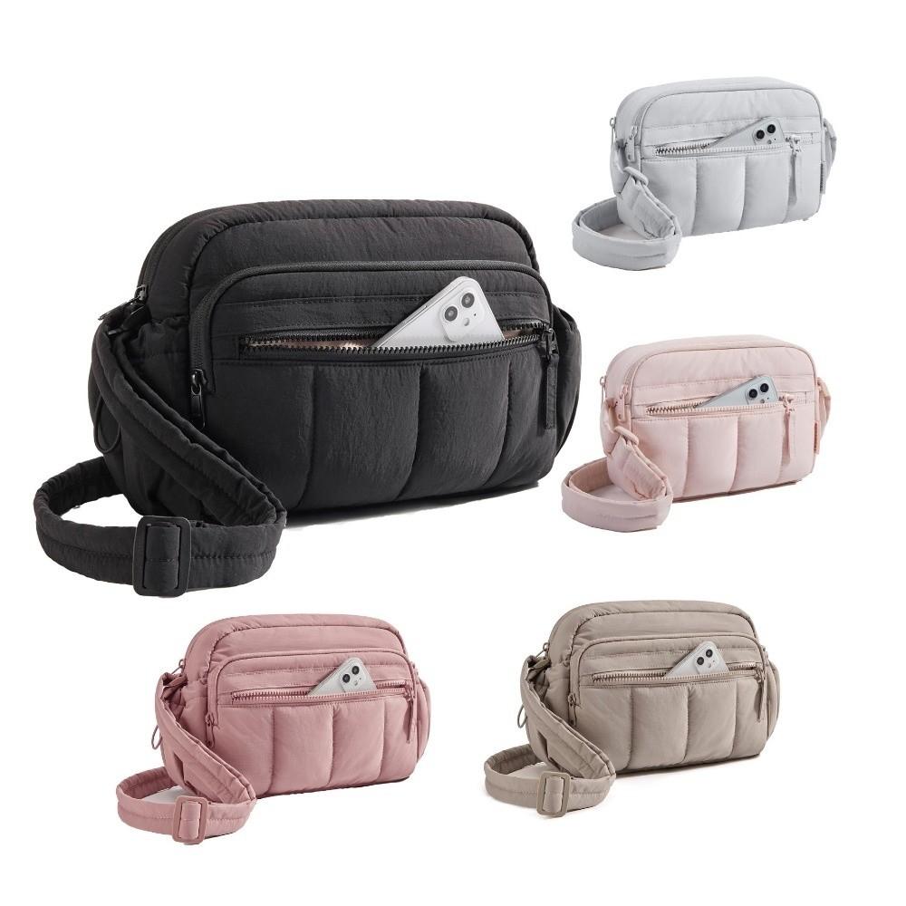 Fashion Puffy Crossbody Bag Waterproof Adjustable Tote Bag Solid Color Large Capacity Travel Handbag for Women