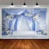 1 banner elegant de fundal floral albastru și alb pentru nuntă - potrivit pentru petreceri de ziua de naștere și multiple dimensiuni din care puteți alege