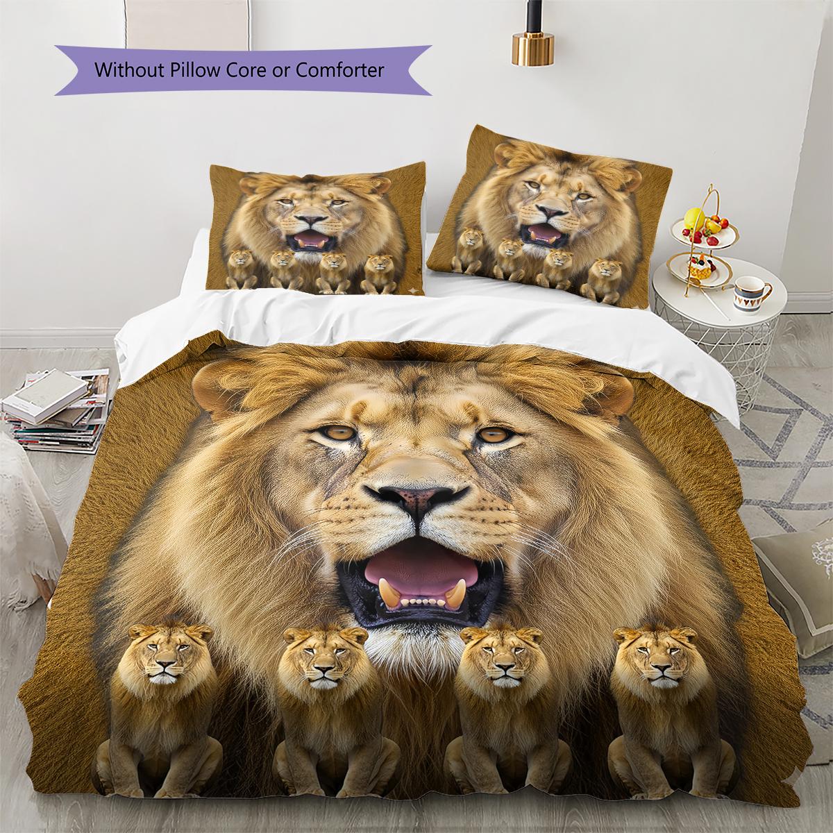 

Leopard Lion Pattern Bedding Quilt Set Quilt Cover Pillowcase Home Decoration Gift (1 * duvet cover + 2 * pillowcase, without core) 135x200cm