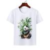 Cute Giant Panda Cartoon Tshirt for Boy Girl Summer round Neck Modal Cat Short Sleeve ParentChild Top Kids Clothing