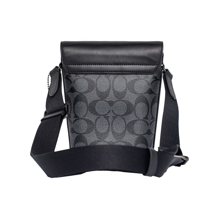 Coach Traccia 16 Ciondolo Logo Classico Tela Rivestita E Pelle Mini Borsa a Tracolla Borse da Uomo Grigio C3134-QBCHR