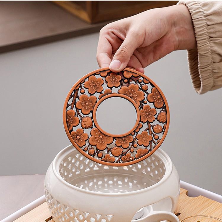 Керамический подогреватель для чая в японском стиле с изолированным стеклянным чайником, подогреваемым свечой.