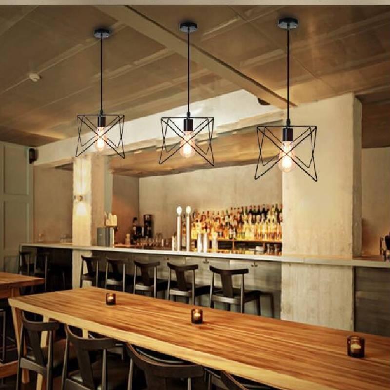 Chandelier Simple Fashion Retro Indoor Industrial Wind Bar Small Iron Lamps Cage