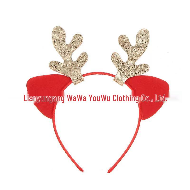 Elf Antlers Headband with Gold Sequin Ears - Festive Holiday & Halloween Party Accessory
