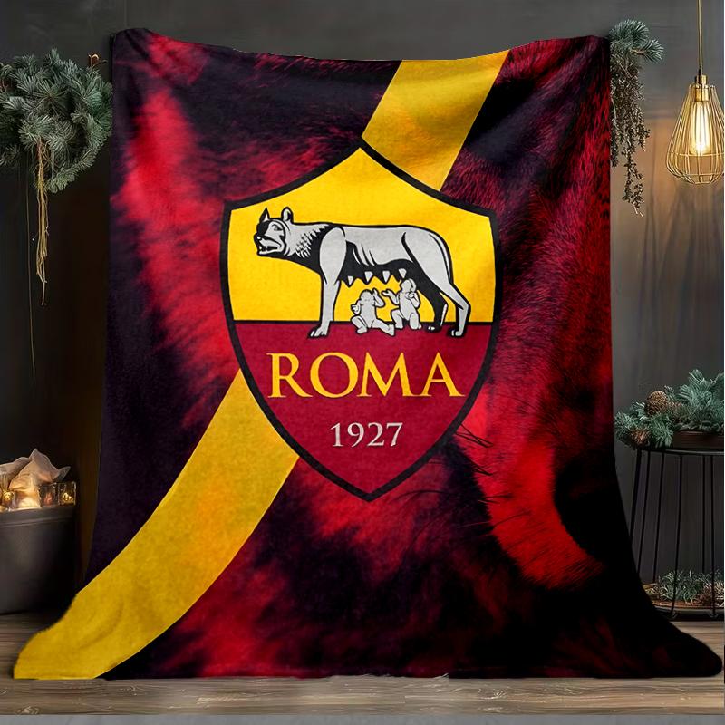 1pz Coperta Morbida in Flanella Stampata AS Roma1 Calcio per Camera da Letto Adulti Soggiorno Divano Campeggio Viaggio Regali per Fan Regali di Natale