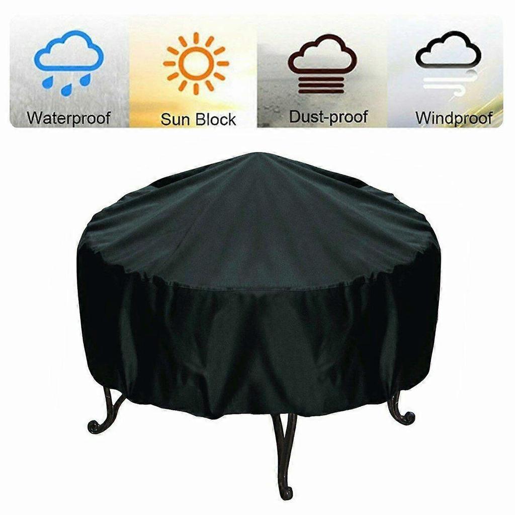 210d Oxford Cloth Round Fire Pit Dust Cover, Waterproof, Dustproof And Sunshade Round Grill Cover