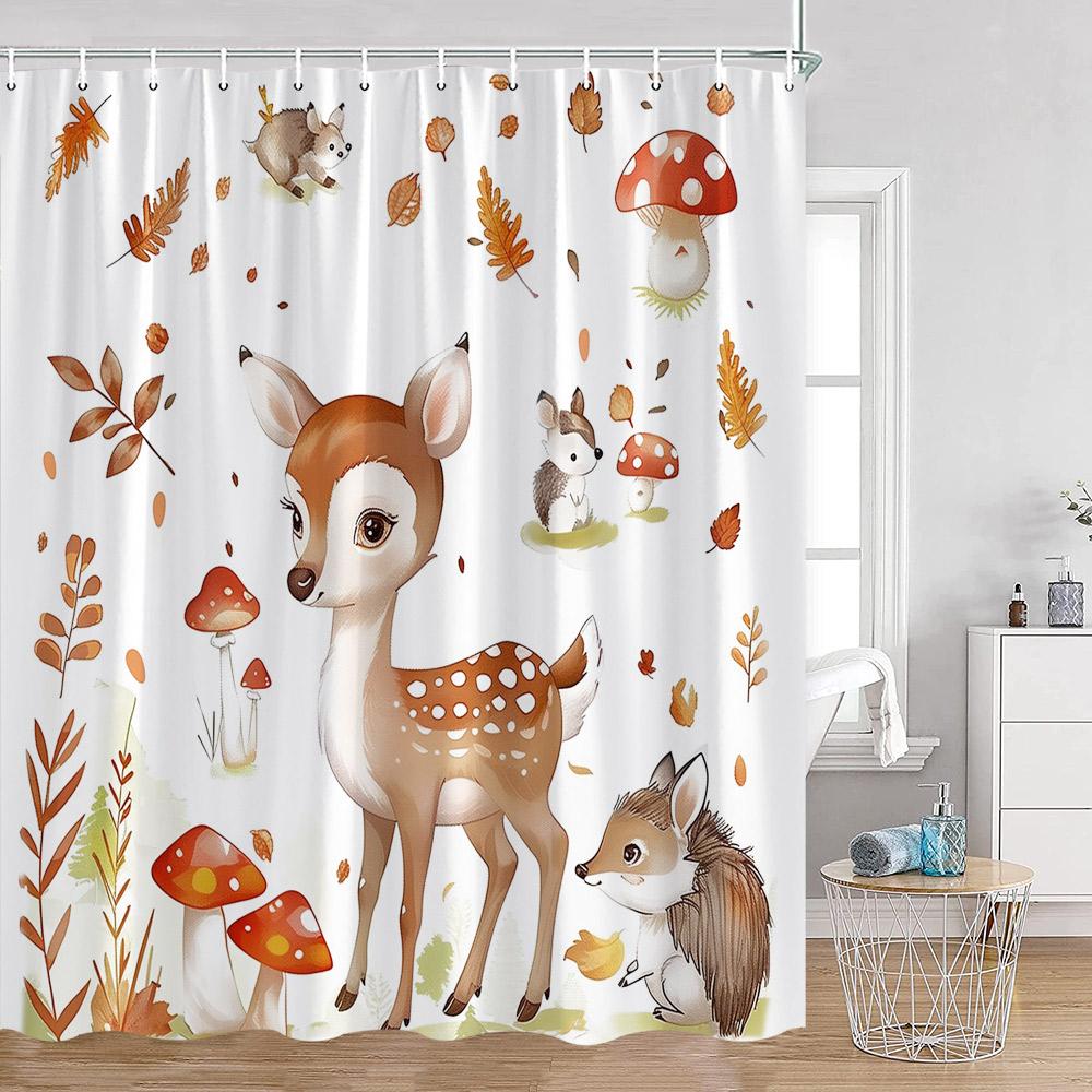 Cartoon Tiere Kinder Duschvorhänge Niedliche Kaninchen Hirsche Katzen Hunde Badezimmer Dekor Kinder Polyester Duschvorhang Mit Haken