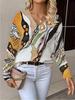 Neues bedrucktes V-Ausschnitt-Oberteil Damen beliebter Pullover Langarm Frühling und Herbst Pullover