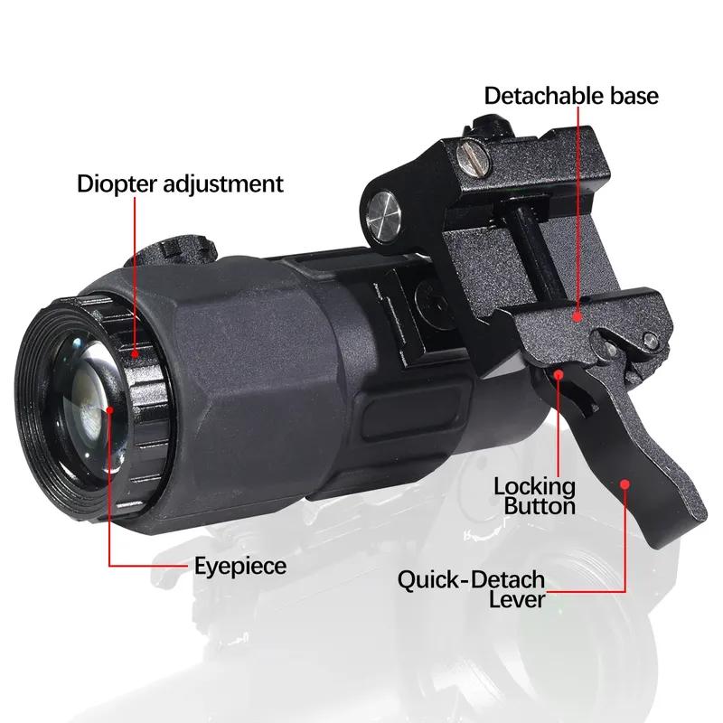 Eot**h G45 5X Magnifier Sight Scope G33 G43 3X Folding Side Flip Magnifiers Tactical Combo Hunting Amplify Adjustable Scopes