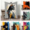 Black Cat Graphic Throw Lightweight 240g Flannel Blanket Soft Skin-friendly for Summer Cooling