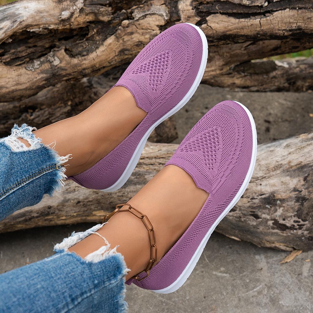 Damen Casual Einzelne Schuhe in Übergröße Damen Frühling und Herbst Neu Rundkopf Niedriger Absatz Mesh Fly-Woven Sneakers Damen