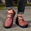 2026 Plus Size Men's Leather Casual Loafers - Hand-Stitched Low-Top Shoes for Spring