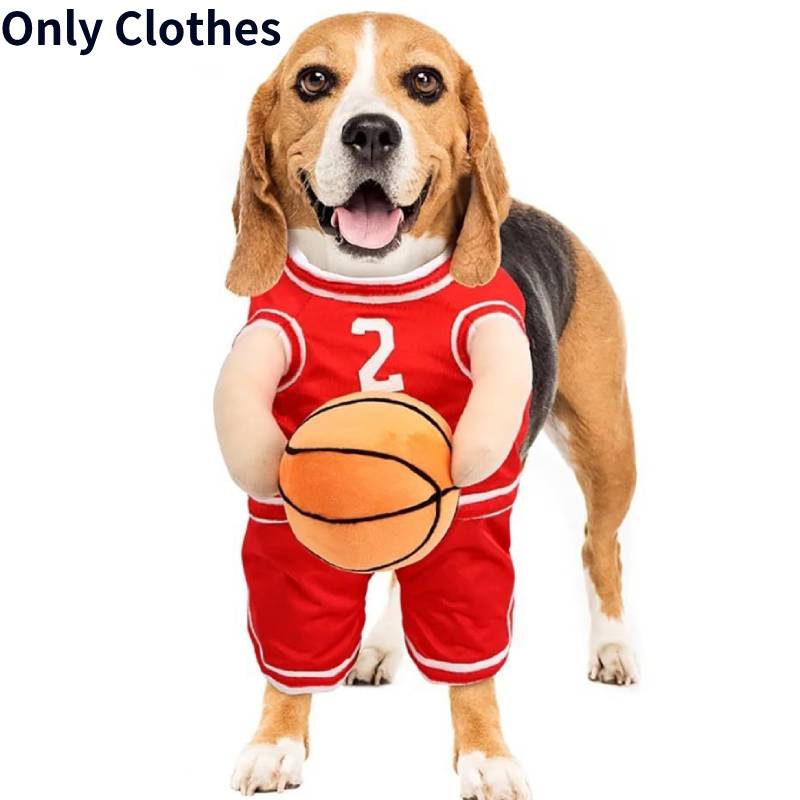 

Dog Basketball Costume With Ball Pet Clothing Decoration Fashion Gift Clothes S красный
