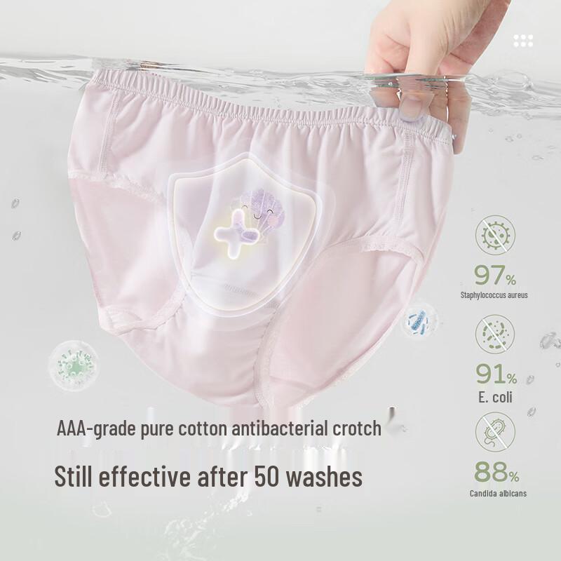 Labby Girls' 7-Pack Pure Cotton Antibacterial Briefs
