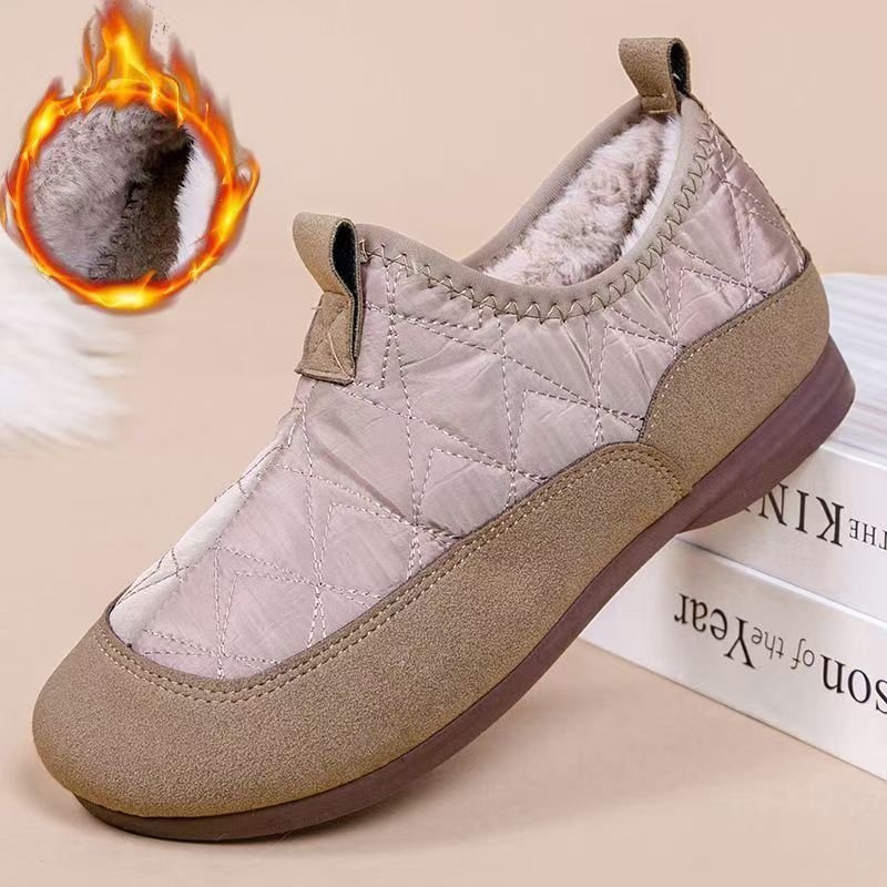 Winter neue Damen Baumwollschuhe Fleece weichsohlige Baumwollstiefel Fleece Ein-Pedal rutschfest verdickt warm Schneestiefel